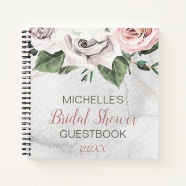 Vintage Bouquet Rose Bridal Shower Guest Book