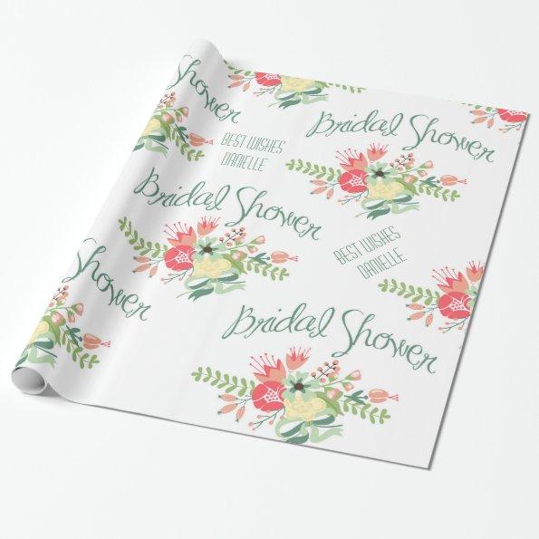 Vintage Bridal Shower Flowers Wrapping Paper