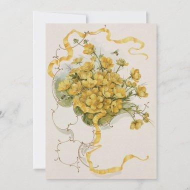 Vintage Bridal Shower Vintage Yellow Flower Floral Invitations