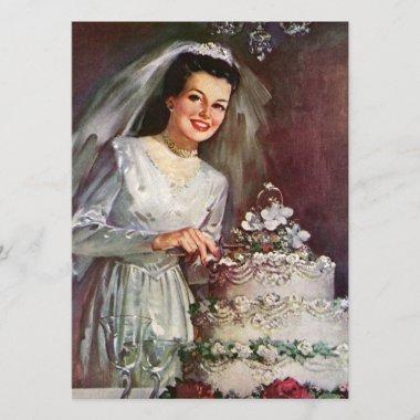 Vintage Bride and Her Wedding Cake Invitations