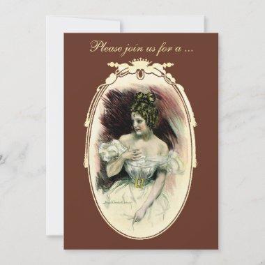 Vintage Bride, Victorian Bridal Shower Party Invitations