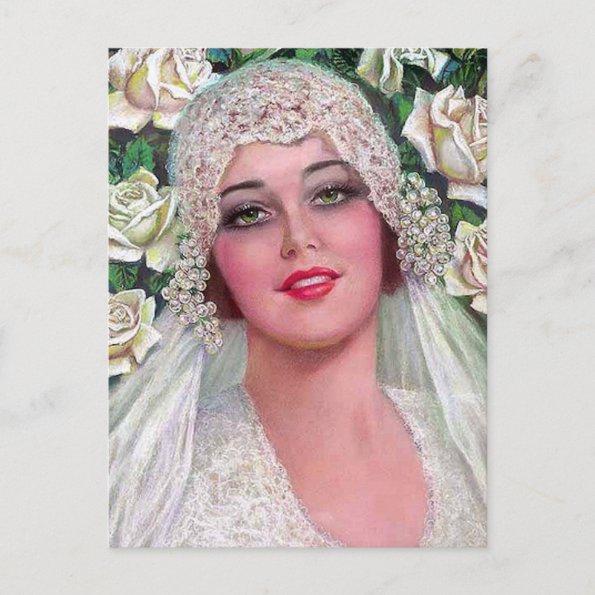 Vintage Bride with Roses PostInvitations
