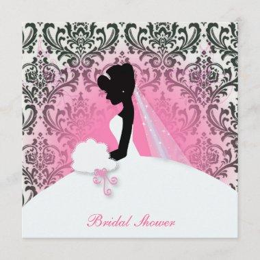 vintage floral bride silhouette bridal shower Invitations