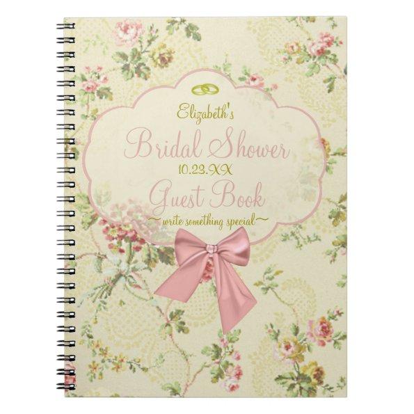 Vintage Floral Peach Bridal Shower Guestbook - Notebook