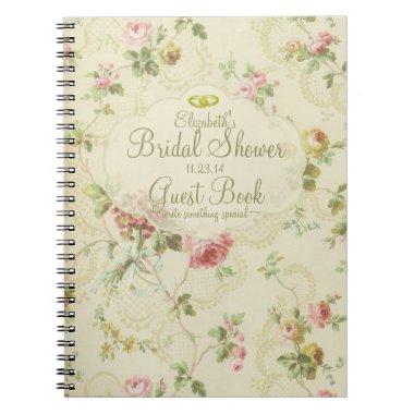 Vintage Floral Romantic Bridal Shower Guest Book- Notebook