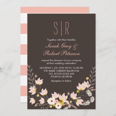 Vintage Flower Bouquet Spring Wedding Invitations