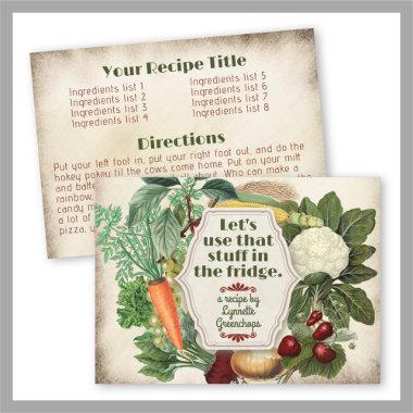 Vintage fruit vegetable cookbook recipe Invitations