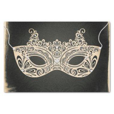 Vintage Green Pearl Masquerade Mask Elegant Party Tissue Paper
