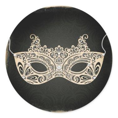 Vintage Green Pearl Masquerade Mask Sweet 16 Party Classic Round Sticker