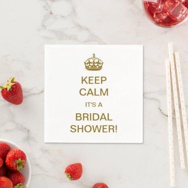 Vintage Keep Calm It's a Bridal Shower! Gold Paper Napkins