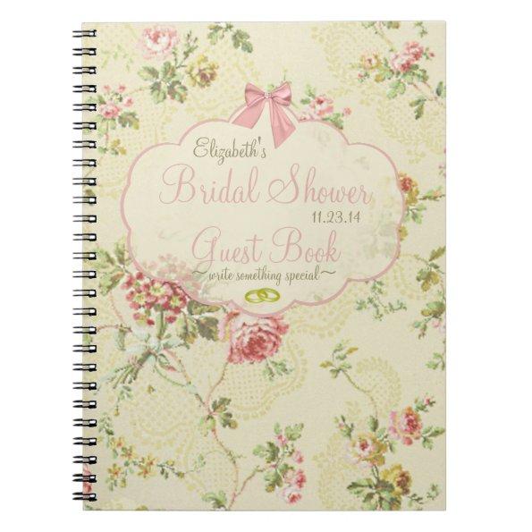 Vintage Looking Floral Bridal Shower Guest Book- Notebook