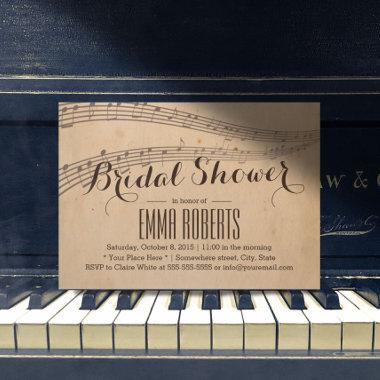 Vintage Music Musical Bridal Shower Invitations