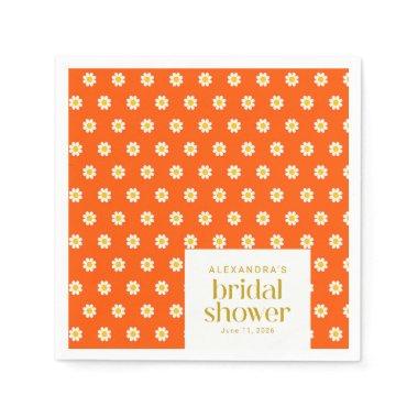 Vintage Orange Daisy Flowers Bridal Shower Custom Napkins