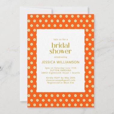 Vintage Orange Daisy Flowers Bridal Shower Invitations