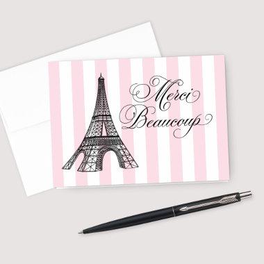Vintage Pink Eiffel Tower Paris Bridal Shower Thank You Invitations