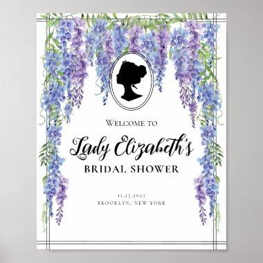 Vintage Purple Florals Welcome Bridal Shower Poster