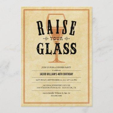 Vintage Raise Your Glass Party Invitations