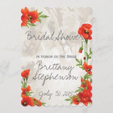 VINTAGE RED POPPIES BRIDAL SHOWER Invitations