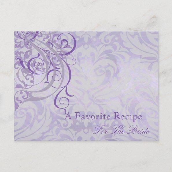 Vintage Rococo Purple Bridal Shower Recipe Invitations