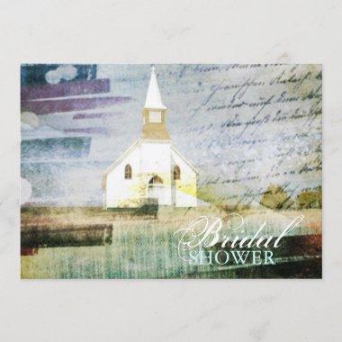 vintage rustic church chapel country bridal shower Invitations