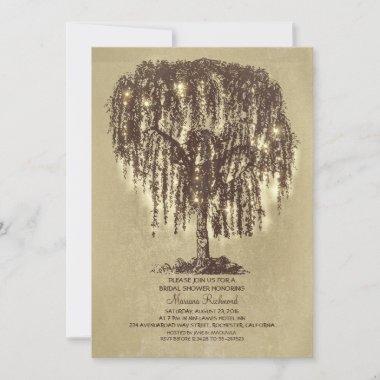 Vintage String Lights Tree Rustic Bridal Shower Invitations