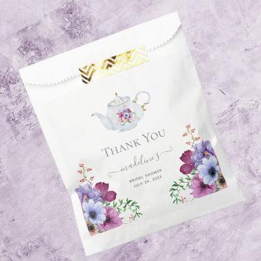 Vintage Tea Party Teapot Floral Bridal Shower Favor Bag
