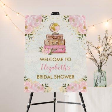 Vintage Travel Blush Floral Bridal Shower Welcome Foam Board