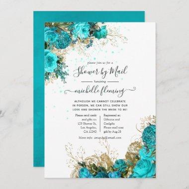 Vintage Turquoise and Gold Bridal Shower by Mail Invitations