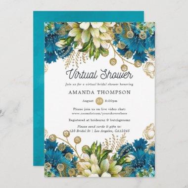 Vintage Turquoise and Gold Virtual Bridal Shower Invitations