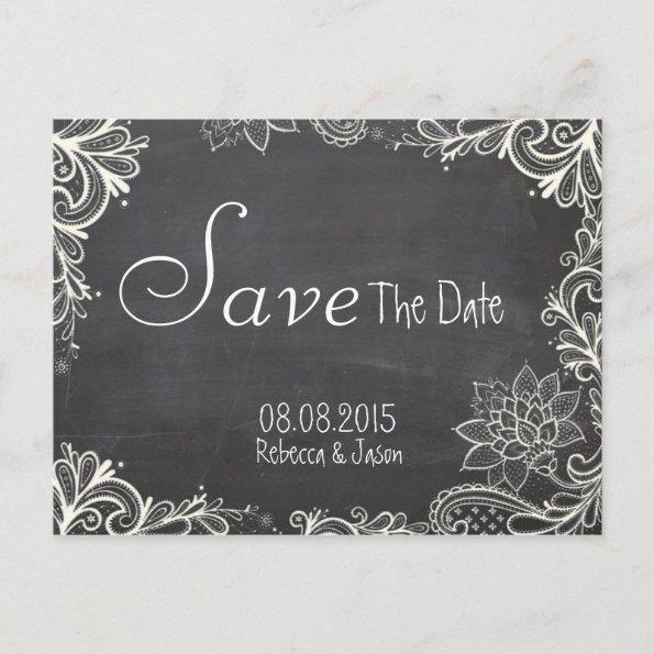 vintage typography Chalkboard save the date Announcement PostInvitations