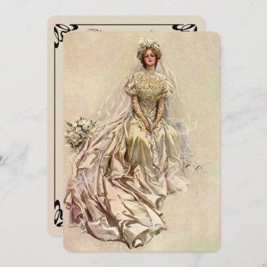 Vintage Victorian Bride, Bridal Shower Tea Party Invitations