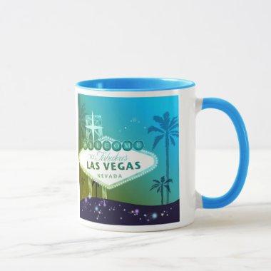 Viva Las Vegas Cyan Blue Wedding Gift Mug