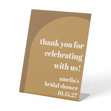 Warm Brown Arch Custom Bridal Shower Thank You Pedestal Sign