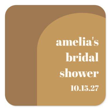 Warm Fall Brown Arch Custom Retro Bridal Shower Square Sticker