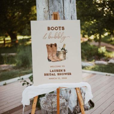 Watercolor Boots & Bubbly Bridal Shower Welcome Foam Board