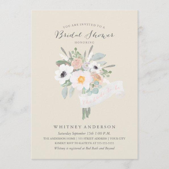 Watercolor Bouquet Bridal Shower Invitations