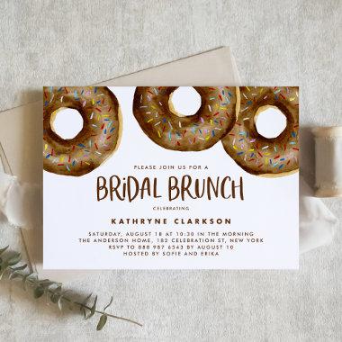 Watercolor Chocolate Sprinkle Donuts Bridal Brunch Invitations