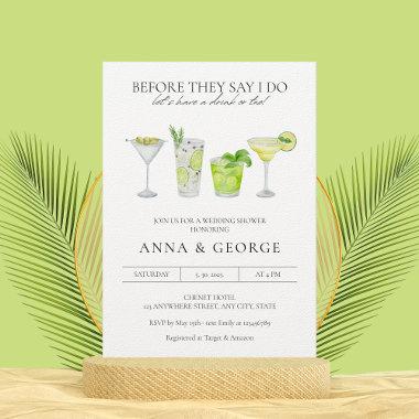 Watercolor Cocktail Party Margarita Wedding Shower Invitations