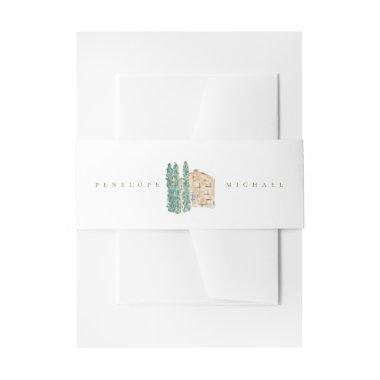 Watercolor Cypress Trees Wedding Invitations Belly Band