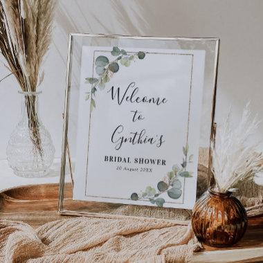 watercolor eucalyptus bridal shower welcome sign