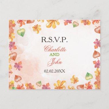 Watercolor Fall Leaves Fall wedding rsvp Invitation PostInvitations