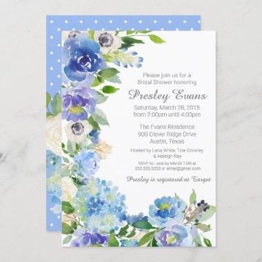 Watercolor Floral Anemone Hydrangea Bridal Shower Invitations