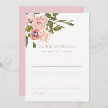 Watercolor floral Blush Pink Bridal Shower Advice Invitations