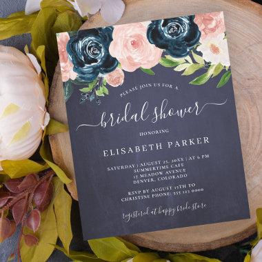 Watercolor floral budget bridal shower Invitations