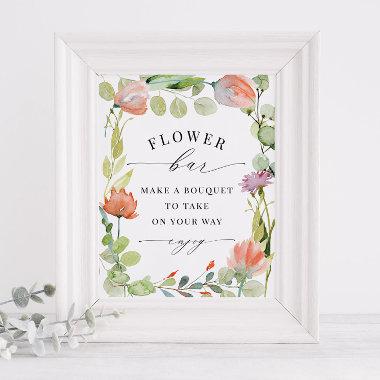 Watercolor Floral "Flower Bar" Shower Favor Print