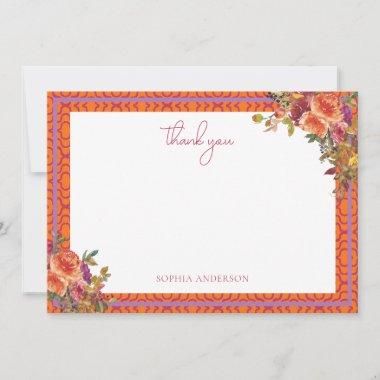 Watercolor Floral Fuchsia Bridal Shower Thank You Invitations