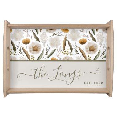 Watercolor Floral Personalized Serving Tray