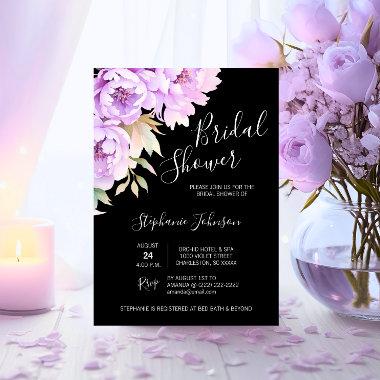 Watercolor Floral Purple Lavender Bridal Shower Invitations