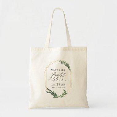 watercolor green floral elegant bridal shower tote bag