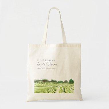 Watercolor Green Winery Vineyard Bridal Shower Tote Bag
